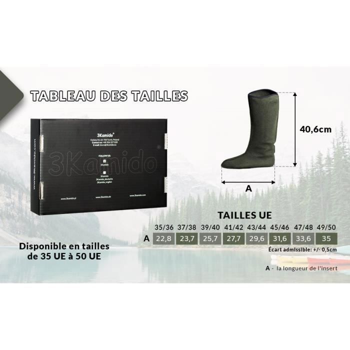 Chaussettes en feutrine - Non spécifié - 40 cm - Vert - Pour chasseurs et pêcheurs - Taille 35-50 EU