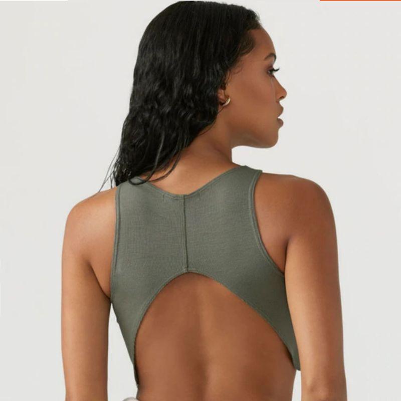 

European and American-Style Quick-Dry Short Vest Bar Sports Bra M MY092 Court Wuhu Green