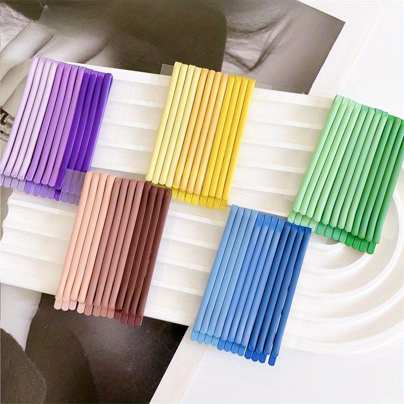 12pcs/set Gradient Color Series, Colorful One Word Clip, Simple and Versatile Girl, Drip Oil Rubber Paint Hair Clip, Hair Clip