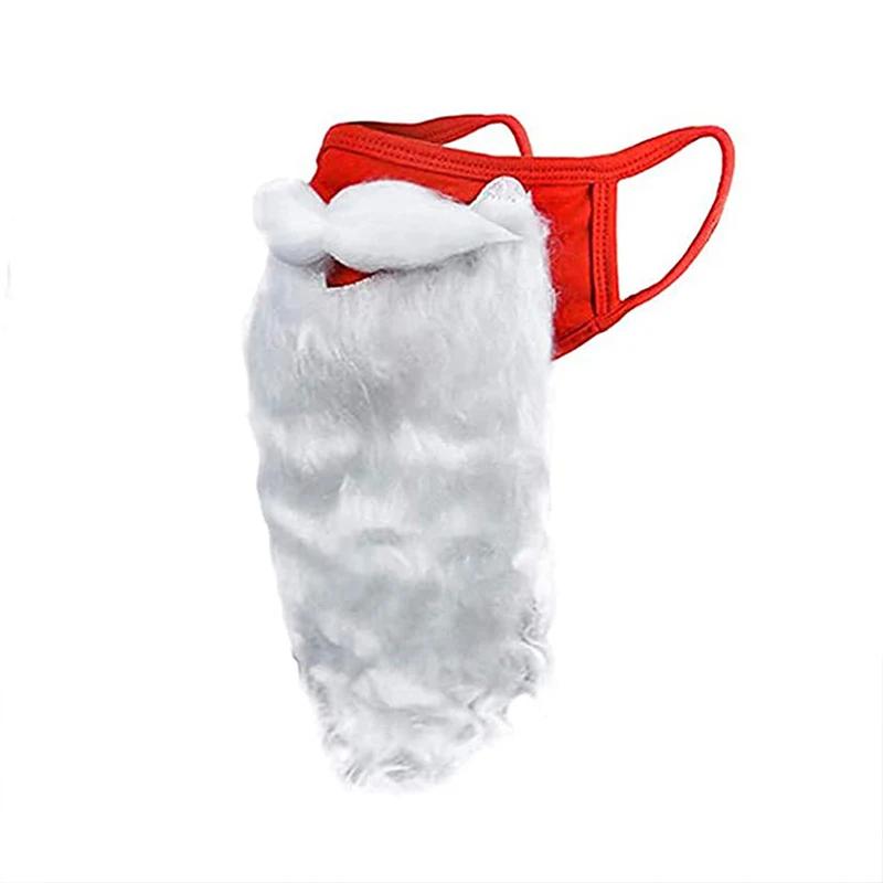 New Christmas Hat Decoration 3D Santa Claus Beard Masks Unisex Funny Reusable Santa Face Cover Shield For Xmas Cosplay Party