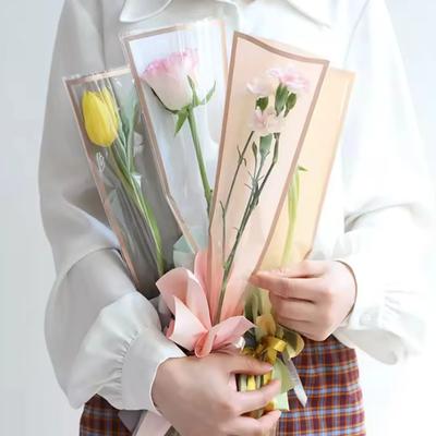 50/100pcs-Single Rose Sleeves Flower Wrapping Bag Bouquet Packaging Bags Clear Cellophane Floral Wrappers for Valentine's Day