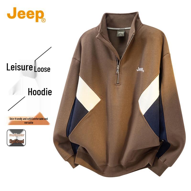 JEEP Men s American Style Colorblock Half-Zip Polo Sweatshirt M
