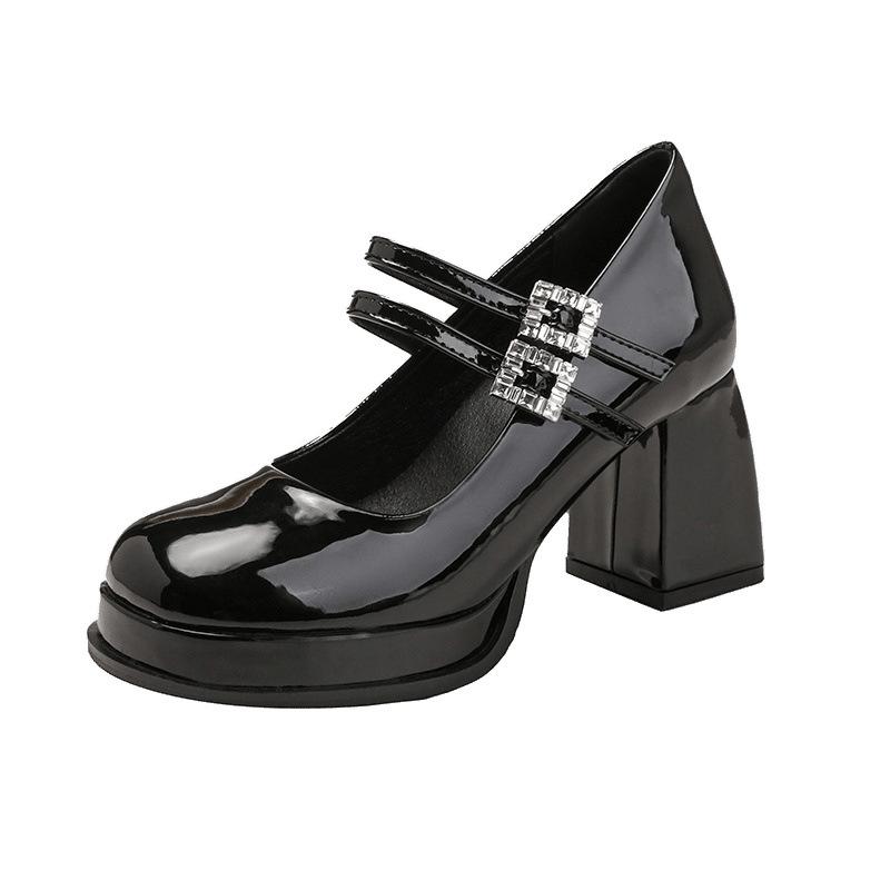 Height-increasing waterproof table Mary Jane shoes women's new spring thick heel single shoes platform small leather shoes high heels children