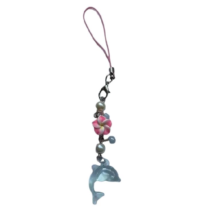 

Unique Dolphin Egg Flower Charm Handmade Resin Beaded Keyring Handmade Bag Accessories For Daily Use светло-розовый