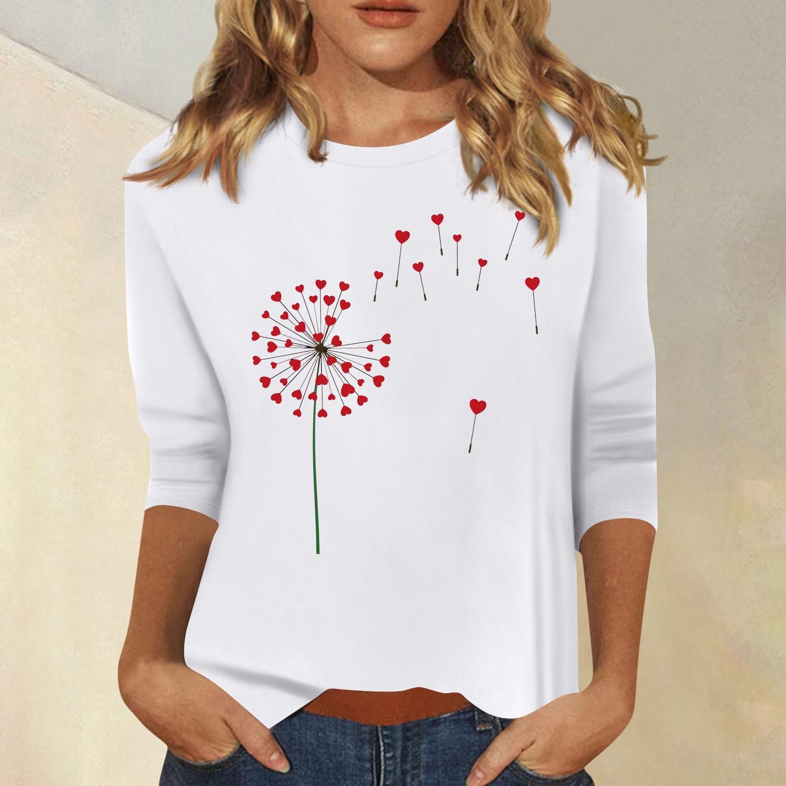 

Женская мода повседневный принтованный топ с семью рукавами и круглым вырезом S белый