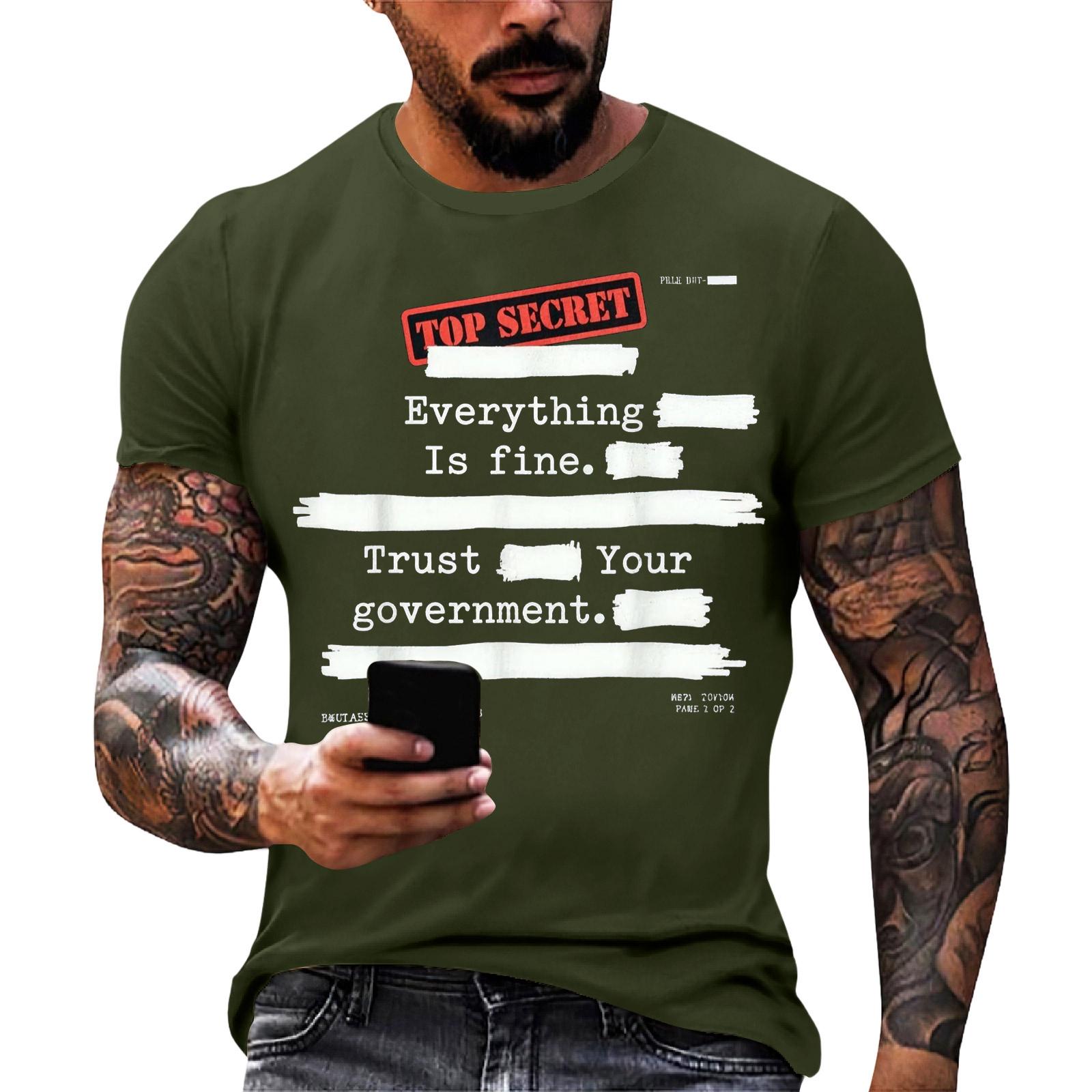 

Все хорошо Доверяйте своему правительству Забавная цитата с юмором Футболка L армия зеленый