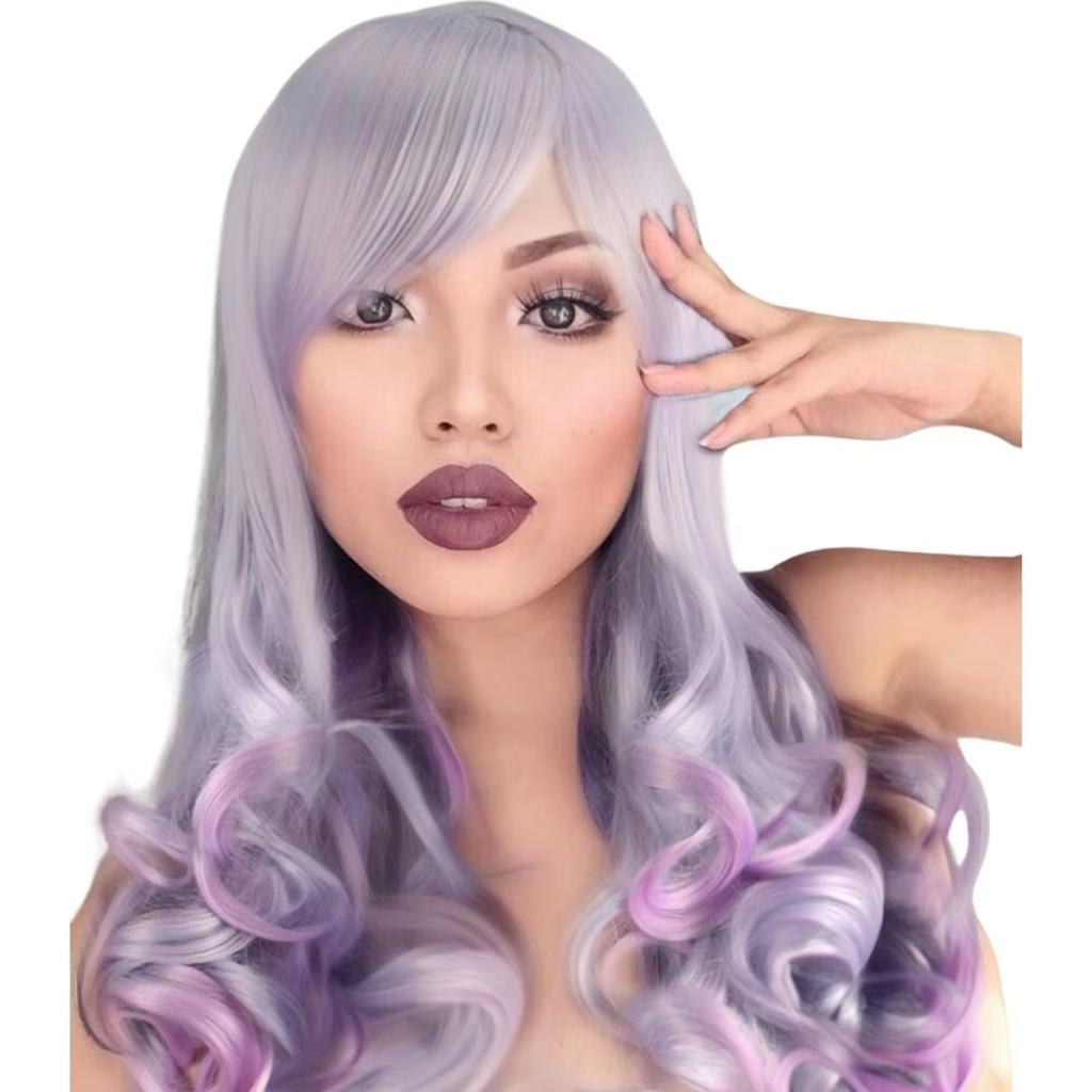 Long Purple Curly Hair Cosplay, High-quality Fiber Synthetic Wig, Holiday Gift, Anime Party