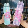 1PC Pink Glitter Number 67 Girly Art Print 750ml Color Plastic Sports Water Bottle Leakproof Flip Straw Lid Suitable for Sports Office Home Use