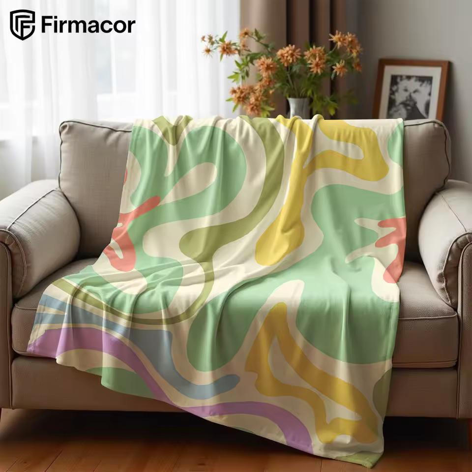 Pastel Curves Lightweight Microfiber Soft Christmas Fleece Blanket Warm Cozy Throw for Bed Sofa Office Travel All Season