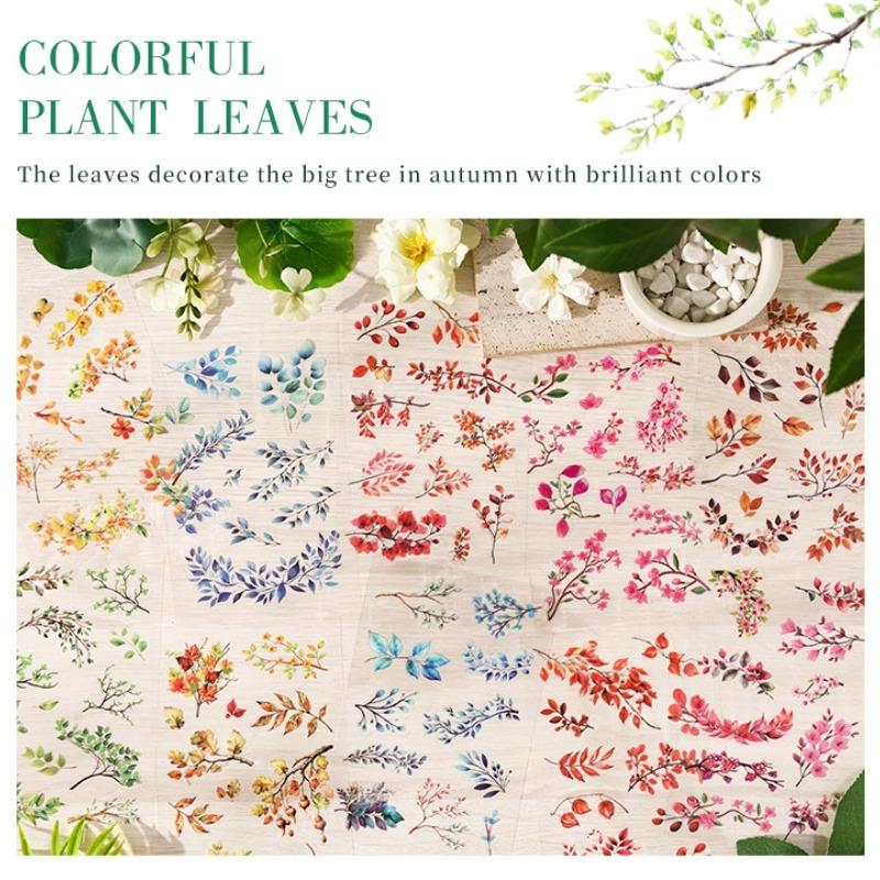 6 Styles  Transparent PET Stickers Scrapbooking Materials DIY Junk Journal Collage Tree Branches and Leaves Decor Stickers