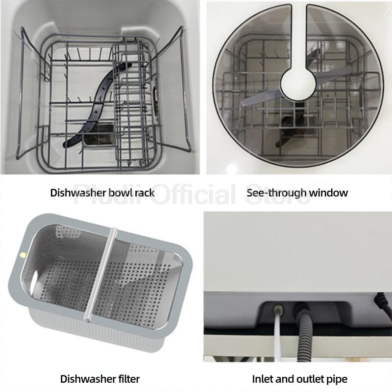 800W Smart Dishwasher Machine 21-40L Capacity Portable Desktop Washing Machine Ozone Sanitize Compact Dishwasher For Kitchen