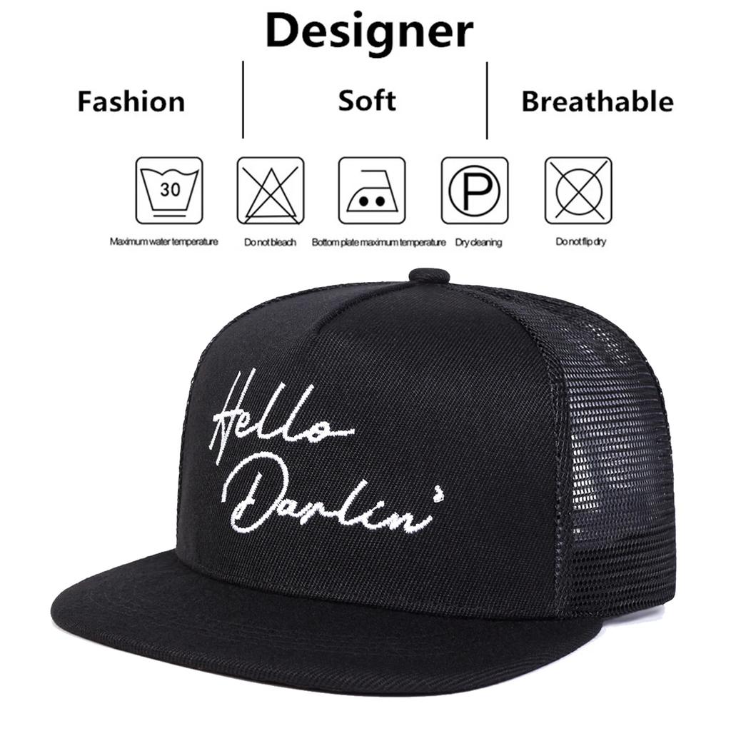 Unisex Hello Darlin Embroidery Hip-hop Net Hats Spring And Summer Outdoor Adjustable Sports Casual Baseball Caps Sunscreen Hat