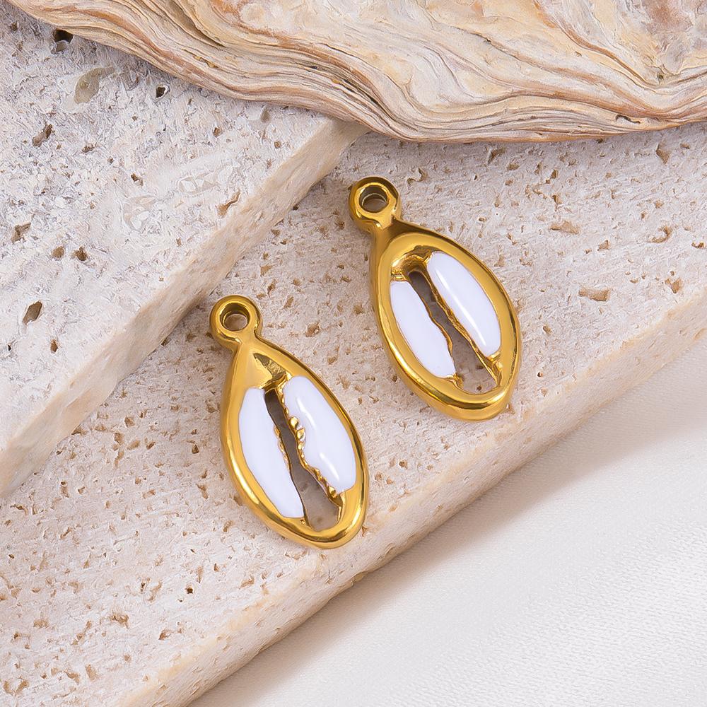 2pcs Stainless Steel Ocean Animals Pendant Whales Seahorses Conch Shells Marine Bracelets Earrings Charm for Jewelry Making Gift