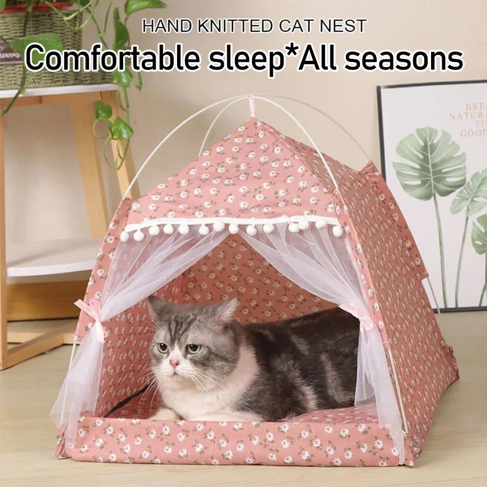 Pets Tent Bed for Cat House Cozy Products for Pet Accessories Nest Comfy Calming Cat Beds for Small Dogs Chihuahua Tent Hammock