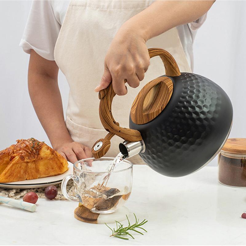 3L Nerezová Pískací Varná Konvice Kuchyňské Nádobí Kladívkový Vzor Zvuková Konvice Tepelně Odolná Rukojeť Plynové Indukční Sporáky