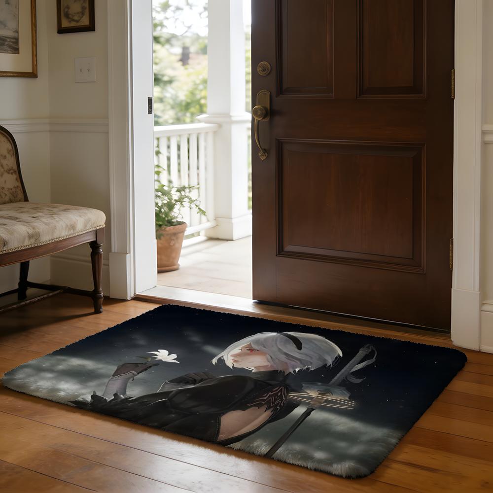 NNieR Automata Floor Mat Soft Flannel Absorbent Mat Non-Slip Rug Home Bedroom Bathroom