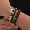 SHIXIN 4Pcs/Set Boho Wooden Bead Coconut Bracelet Men HipHop Multi-layer Stackable Bracelet Retro Jewelry Party Accessories Gift