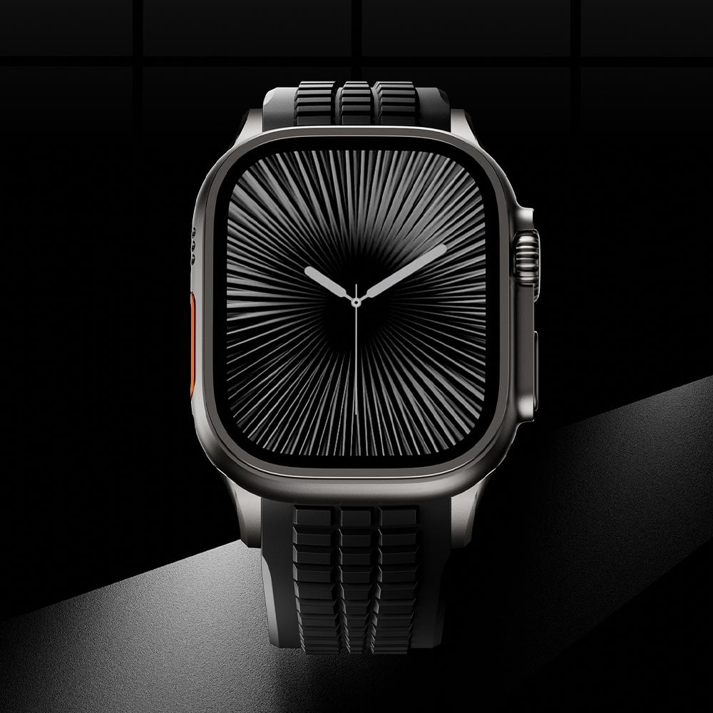 Sports Silicone Band for Apple Watch Ultra 3/2 49mm 46mm 45mm 44mm Luxury Metal Bracelet for iWatch Series 11 10 9 8 7 Se Strap