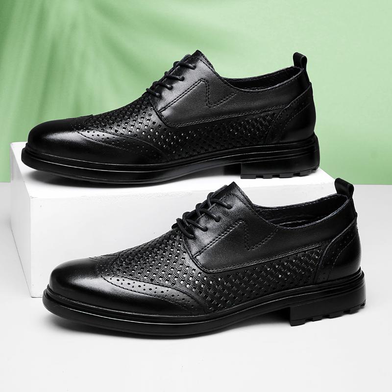 Genuine Leather Oxford Shoes Men Gentlemens Social Derby Shoes Luxury Breathable Formal Dress Footwear Man Business Shoe