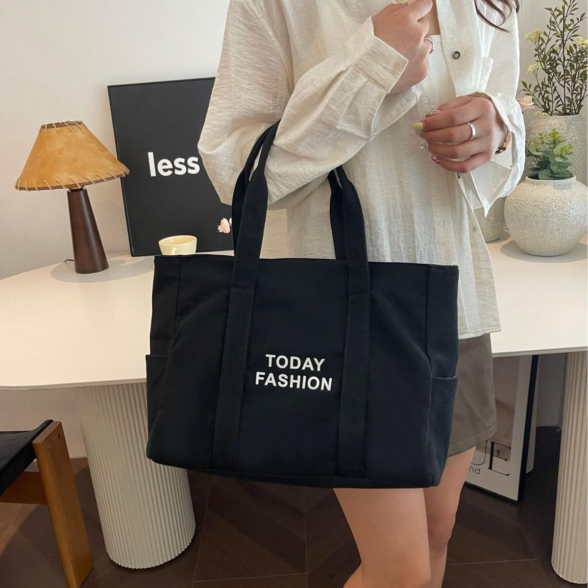 

New Single Shoulder Large Capacity Bag for Women, Canvas Tote Bag, Versatile Single Shoulder Bag, New Handheld Canvas Bag чорний