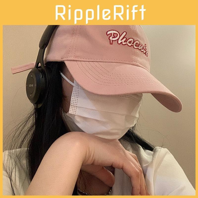 Baseball Chic Pink Cap For Women With Embroidered Letters Adjustable Cotton Hat Summer