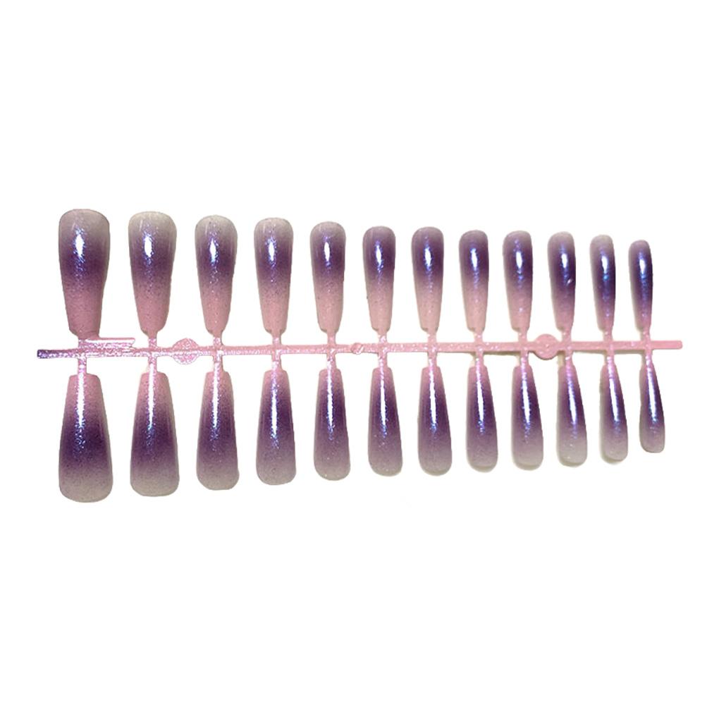 

24 Pieces Fake Nails Coffin Design Elegant Artificial Nail Tips for DIY