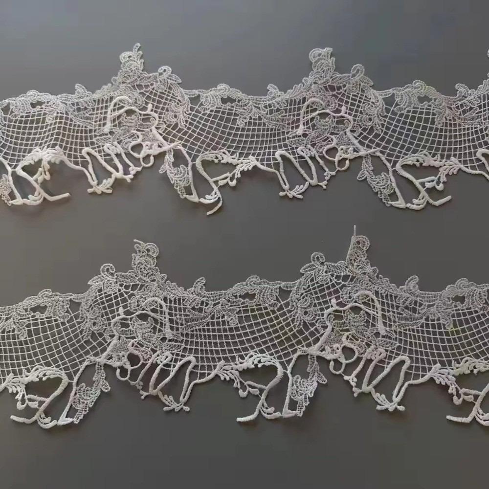 Hollow Grid Design Venise Lace Trim Irregular Edge Sew on Lace Ribbon Hollow Grid Lace Dressmaking
