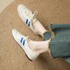Krazing Pot Cow Skin Round Toe Size 43 Flat with Fashion Lace Up Leisure Handmade Comfortable Light Autumn Sneakers