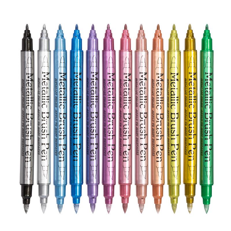 Wide Nala Dual-Tip Metal Marker for Glass, Ceramic, Plastic - Soft & Hard Tips for Hand-Painted, Signature, Graffiti, and DIY Projects. Waterproof.