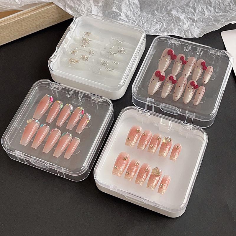 Empty Double Layer Nail Boxes For Packaging Square Shape Box  Nail Tips Press On Nail Packaging Case Small Business