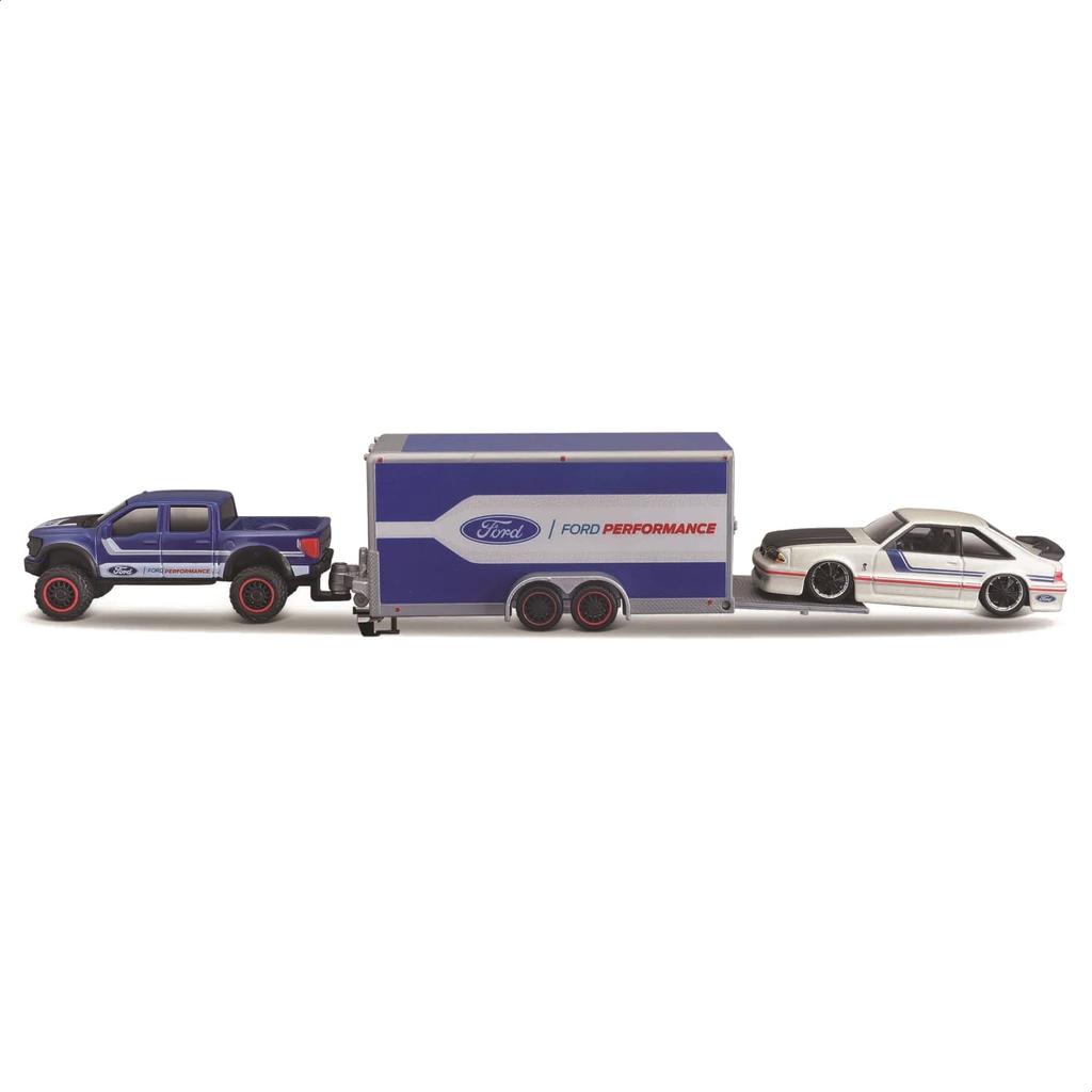 Maisto Design Team Hauler Series Scale Diecast Model Car Ford SVT Raptor 1993 Ford SVT Mustang Cobra In Ford 1/64 (2021 F-150 / Blue/White)