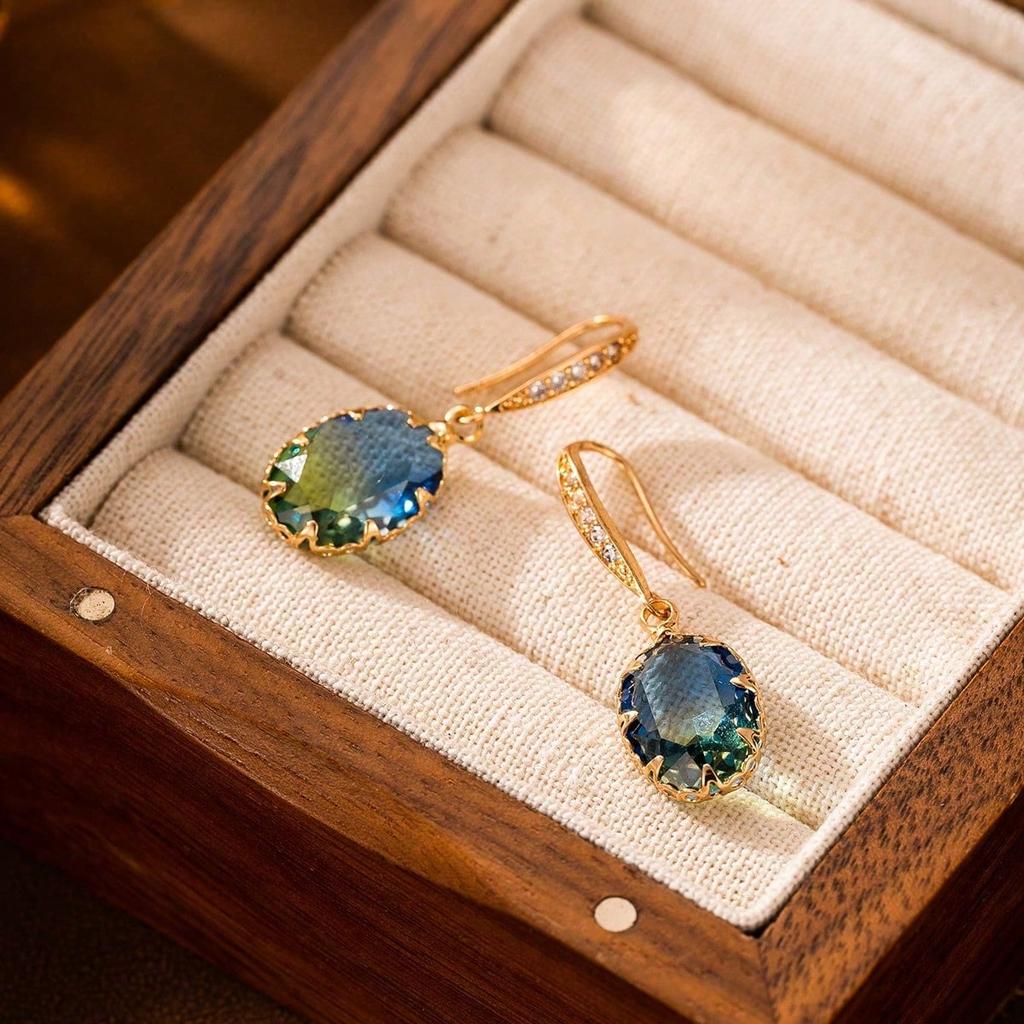 1 Pair Cubic Zirconia Drop Earrings Copper Jewelry
