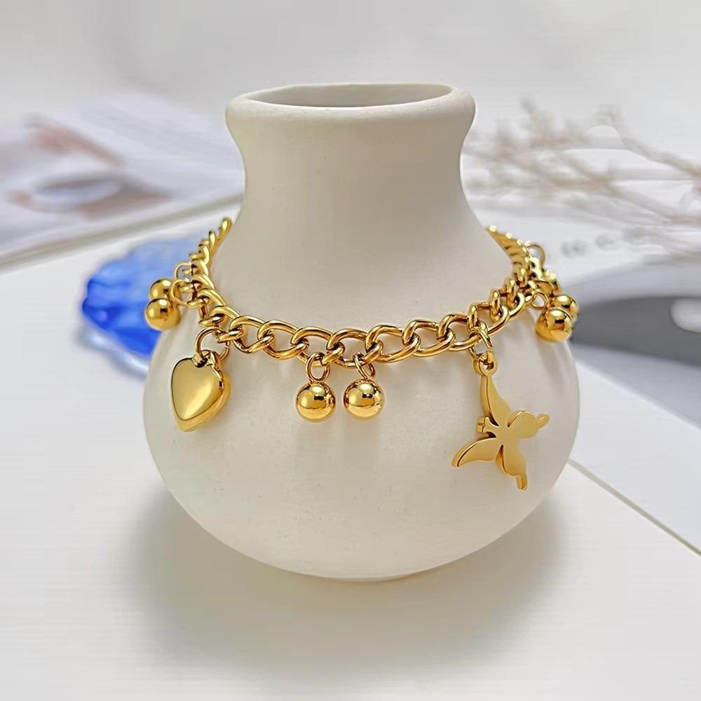 Non Tarnish Heart Love Anklet Waterproof Heart Beads Charm Bracelet Valentine's Day Gift