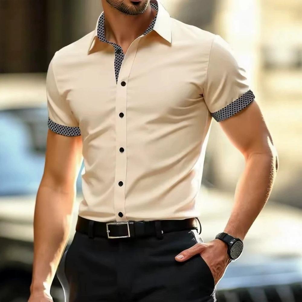 Camicia alla moda a maniche corte da uomo con pois a tinta unita Comoda stile hawaiano Casual Abbigliamento da uomo per l'estate