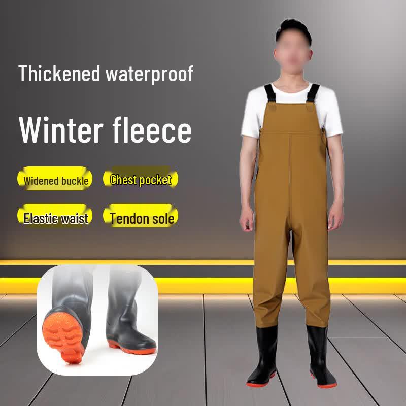 Fleece-lined Waterproof Wading Pants with Boots