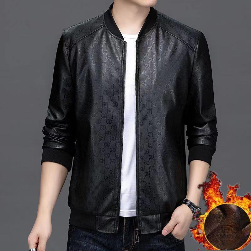 Herrläderkläder Herr Mode Vår och Höst Casual Trend Läderjacka