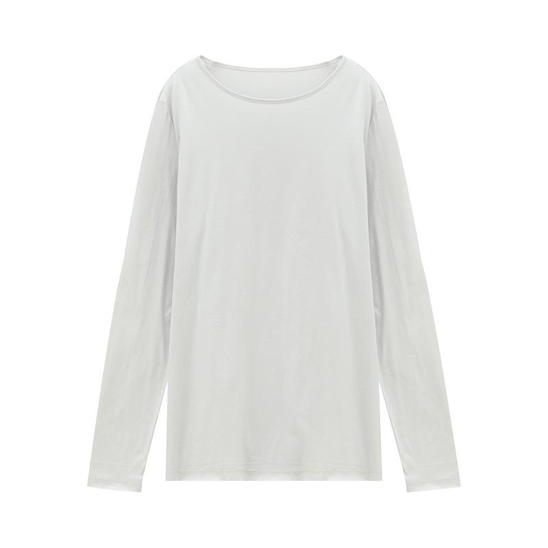 

Весна 2025 Женская повседневная хлопковая футболка с длинным рукавом на одно плечо One Size светло-серый