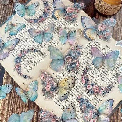 30 Pcs Butterfly Flower Themed DIY Decorative Stickers Pack Decorative Stickers For Scrapbook Label Diary Album Planner