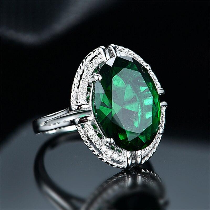 925 Sterling Silver Rings For Women Classic Created Russian Nano Emerald Luxury Ring Love Birthday Gifts Fine Jewellery