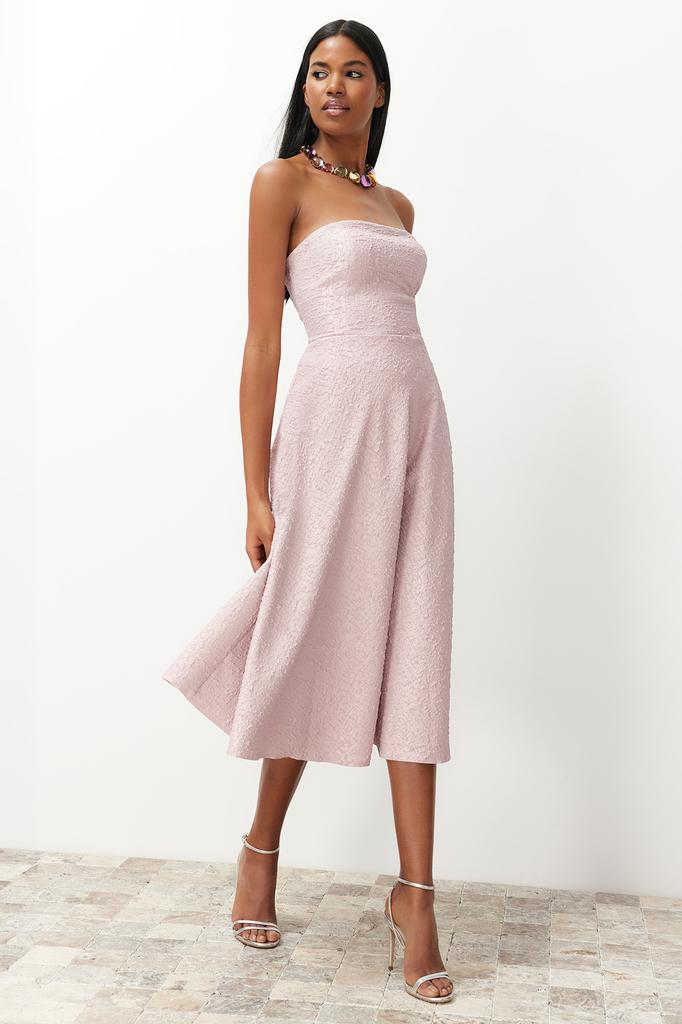 Women's Dress New Season Fashion Blue Skater Stylish Evening Dress with Waist Opening