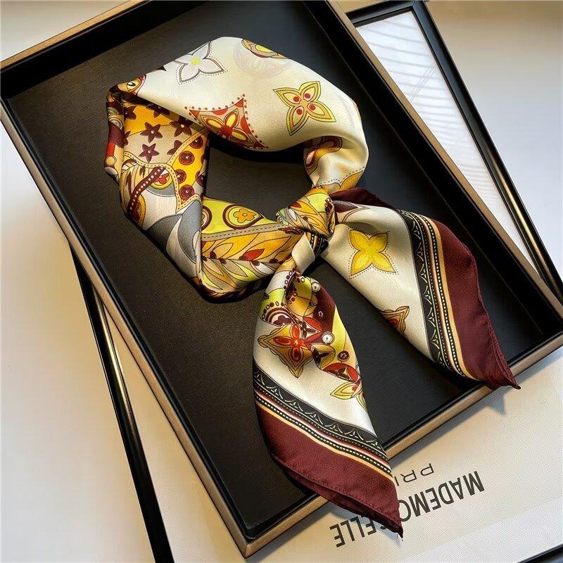 European and American silk scarves retro-printed paisley pattern 71 square scarf bag head versatile scarf