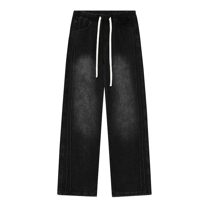 

Новые осенние джинсы мужские американские на шнурке с потертостями белые в полоску 3XL