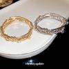 Diamond-encrusted multi-layer geometric round opening bracelet, metal bracelet, bracelet, light luxury high-end jewelry.