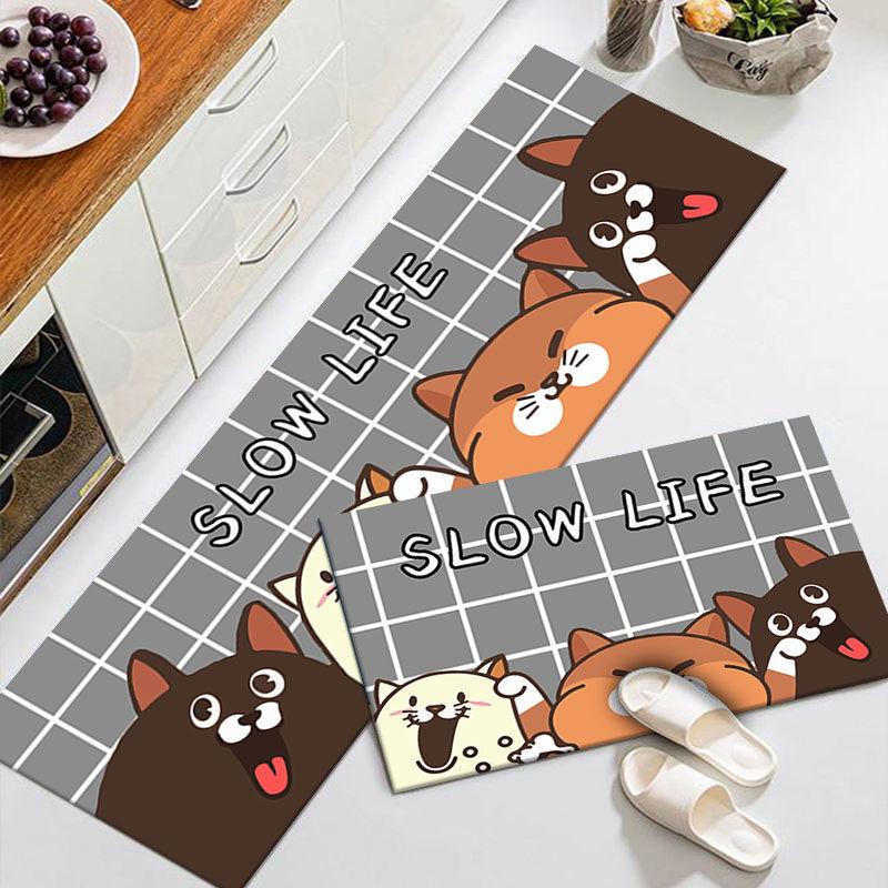 Kitchen Washable Anti-Slip Long Floor Mat Bathroom Entrance Door Absorbent Mat Bedroom Bedside Area Rug Living Room Prayer Rug