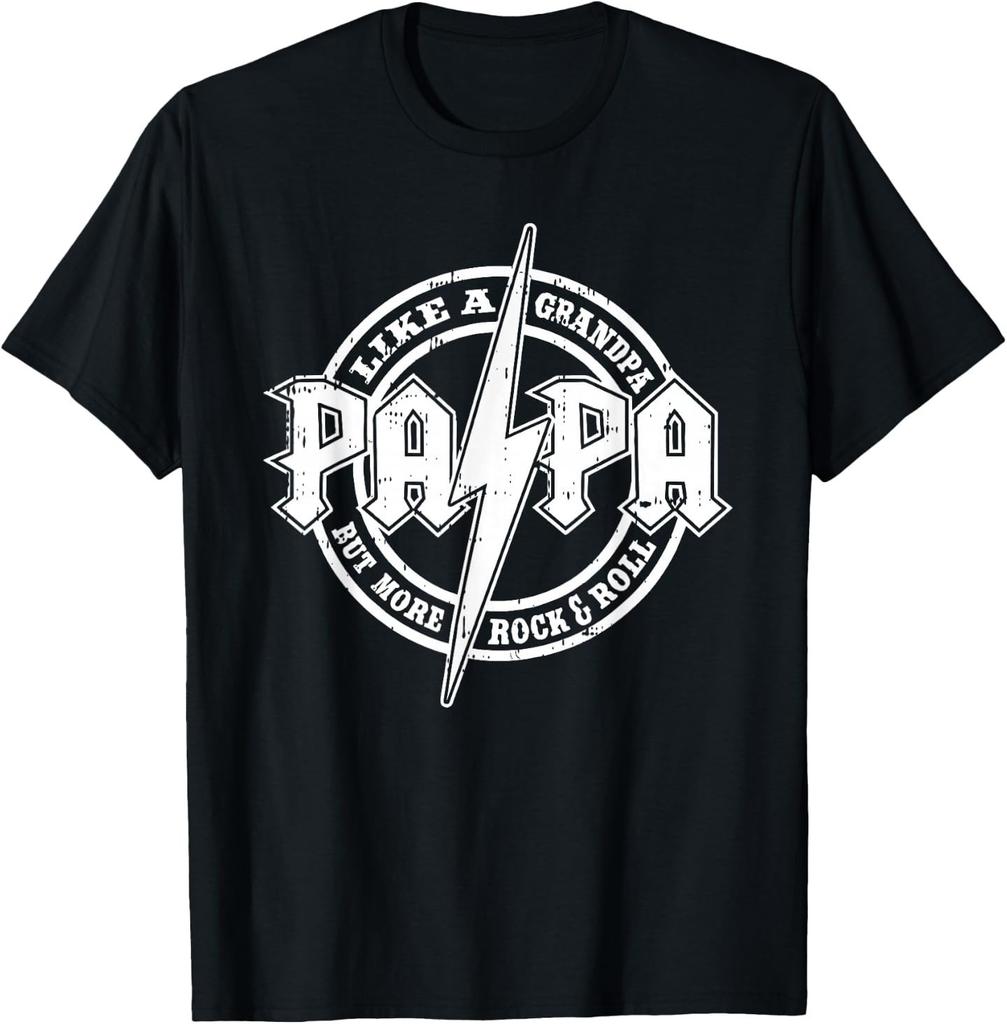 Papa Like A Grandpa Fathers Day Rocker Dad Rock Music Men T-Shirt