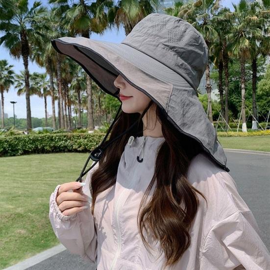 Fisherman Hat Wide Brim Shawl Design Big Head Circumference Quick-Drying Hat Extra Large Brim Neck Shawl Sun Protection Hat