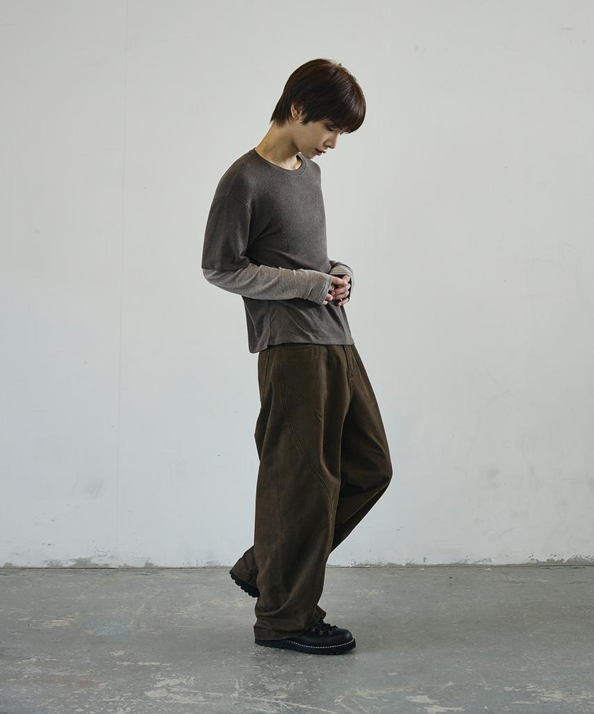 Seukeulaeteulpigsel Layered Border Long Sleeve [Brown]