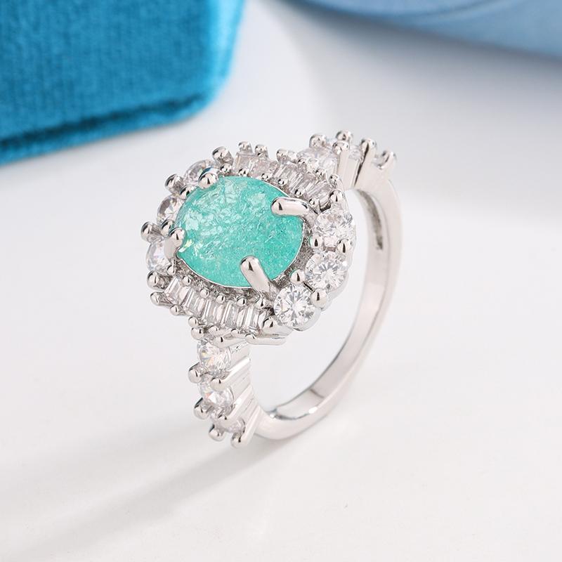 

925 Silver Plated Luxurious Paraiba Sapphire Oval Full Diamond Couple Ring For Women Eometric Zirconia Valentine s Day Gift 10