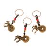 Chinese Lucky Horse Car Keychain Zodiac Brass Gourd Five Emperors Money Key Chain Metal Feng Shui Coins Lucky Key Ring