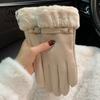 Soft Suede Gloves Windproof Women Winter Gloves Fashion Cycling Mittens  Outdoor